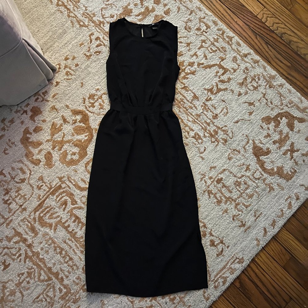 H&M Sleeveless Black Dress Midi Length EUC Sz 2